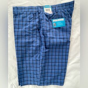 PGA Tour Men's Navy Checkered Shorts